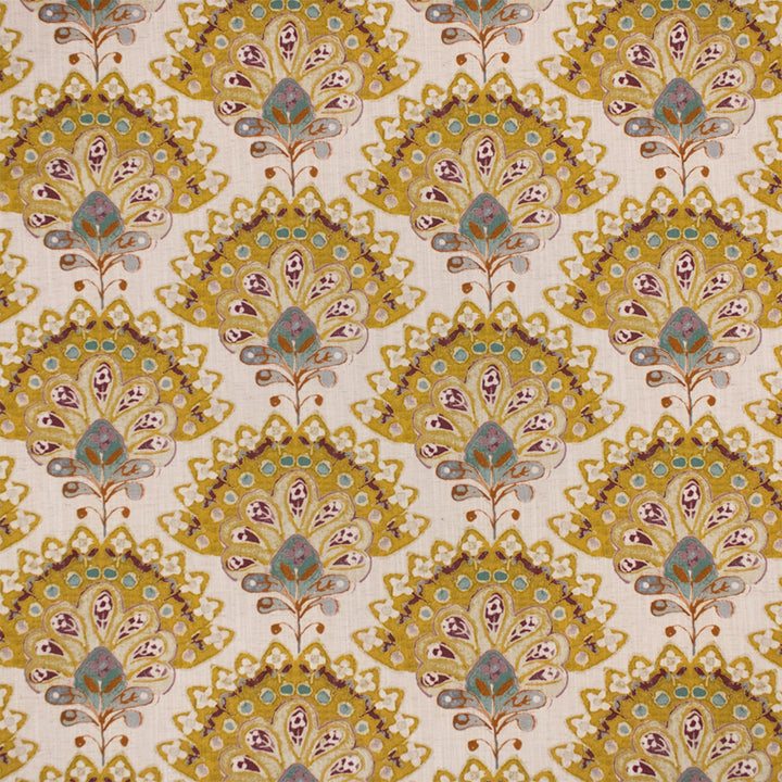 Greenhouse Fabric S7291 Saffron - 96% Polyester, 4% Linen India 50000 13.62" H, 8.25" V 54" - My Fabric Connection -
