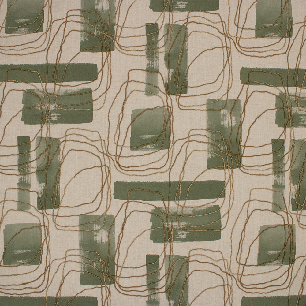 Greenhouse Fabric S7303 Juniper - 50% Cotton, 35% Rayon, 15% Linen (Embroidery: 68% Jute, 32% Cotton) India 9000 27" H, 24.25" V 54" - My Fabric Connection -