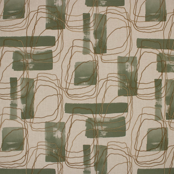Greenhouse Fabric S7303 Juniper - 50% Cotton, 35% Rayon, 15% Linen (Embroidery: 68% Jute, 32% Cotton) India 9000 27" H, 24.25" V 54" - My Fabric Connection -