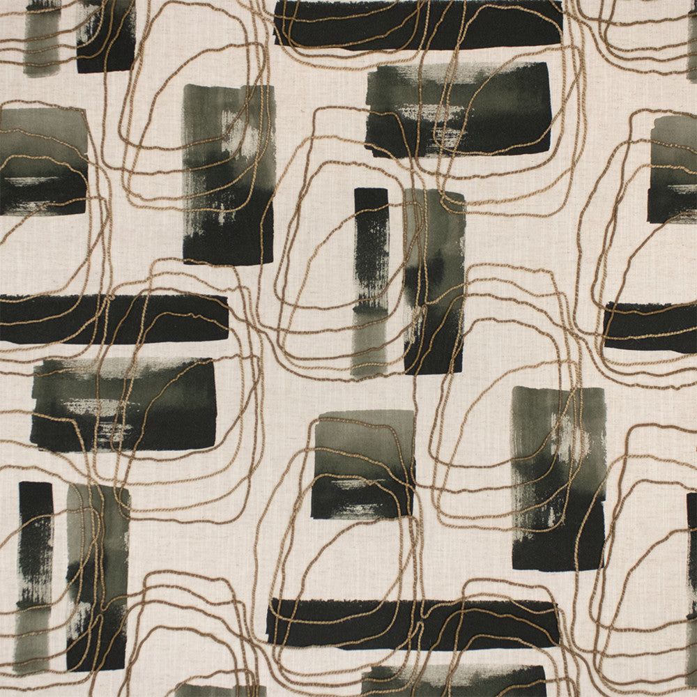 Greenhouse Fabric S7309 Ink - 50% Cotton, 35% Rayon, 15% Linen (Embroidery: 68% Jute, 32% Cotton) India 9000 27" H, 24.25" V 54" - My Fabric Connection -