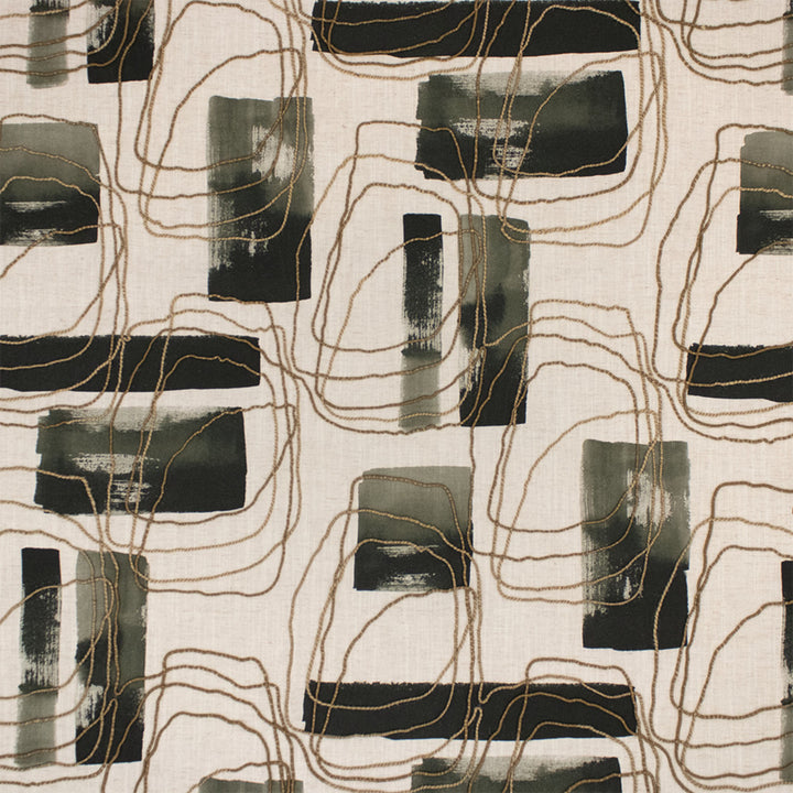 Greenhouse Fabric S7309 Ink - 50% Cotton, 35% Rayon, 15% Linen (Embroidery: 68% Jute, 32% Cotton) India 9000 27" H, 24.25" V 54" - My Fabric Connection -