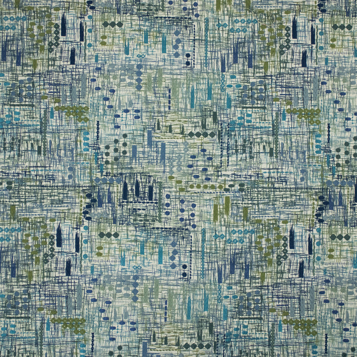 Greenhouse Fabric S7314 Azure - 100% Cotton (Embroidery: 80% Polyester, 20% Rayon) India 9000 16.75" H, 15.25" V 52" - My Fabric Connection -