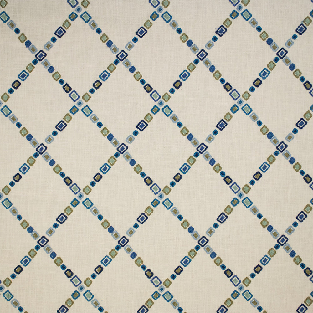 Greenhouse Fabric S7316 Aegean - 100% Cotton (Embroidery: 100% Polyester) India 9000 6.5" H, 7.5" V 52" - My Fabric Connection -