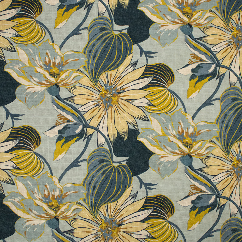 Greenhouse Fabric S7325 Atlantic - 75% Cotton, 25% Linen Pakistan DRAPERY 27" H, 13.5" V 55" - My Fabric Connection -