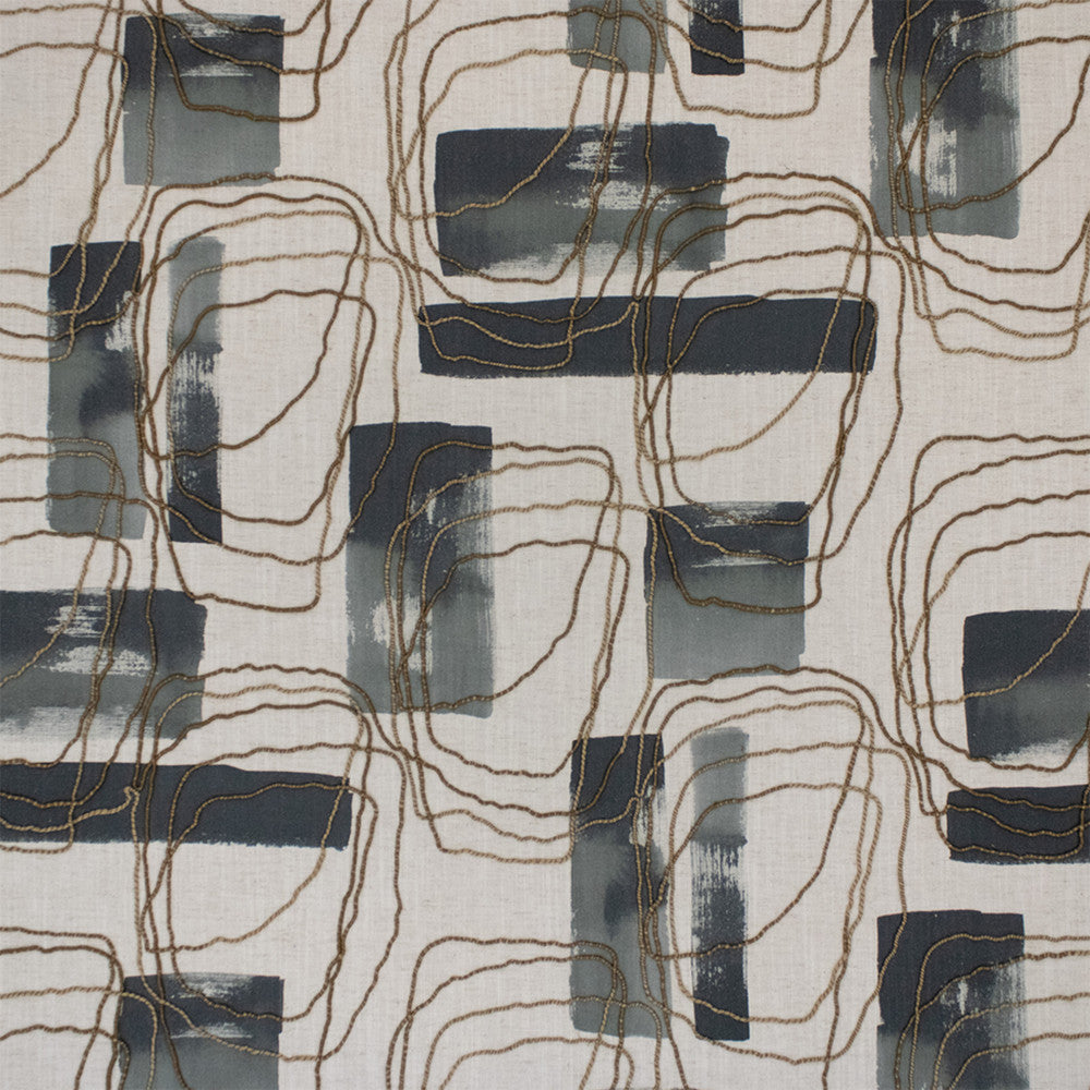 Greenhouse Fabric S7337 Denim - 50% Cotton, 35% Rayon, 15% Linen (Embroidery: 68% Jute, 32% Cotton) India 9000 27" H, 24.25" V 54" - My Fabric Connection -