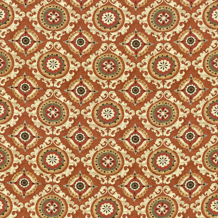 San Mateo Pumpkin by Kasmir Fabric 5079 100% Cotton
 PAKISTAN </p><p>Repeat: Horizontal: 27 inches and Vertical: 25 2/8 inches 54 - 55 - Fabric Carolina -