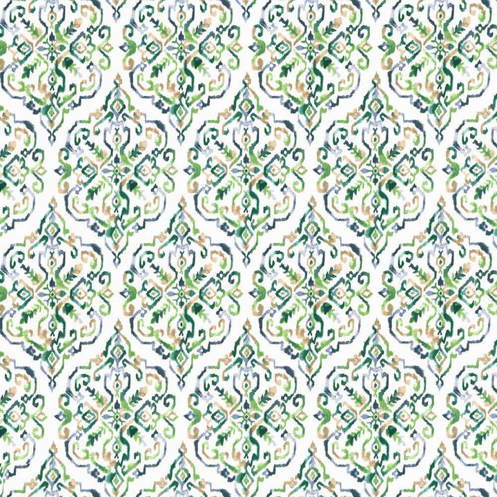 Santika Spruce by Kasmir Fabric 5107 90% Cotton
10% Linen
 CHINA </p><p>Repeat: Horizontal: 13 6/8 inches and Vertical: 27 inches 54 - 55 - Fabric Carolina -