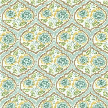 Sassy Floral Green Tea by Kasmir Fabric 1420 55% Linen 45% Rayon USA 30,000 Wyzenbeek Double Rubs H: 13 4/8 inches, V: 18 inches 54 - 55 - Fabric Carolina - Kasmir