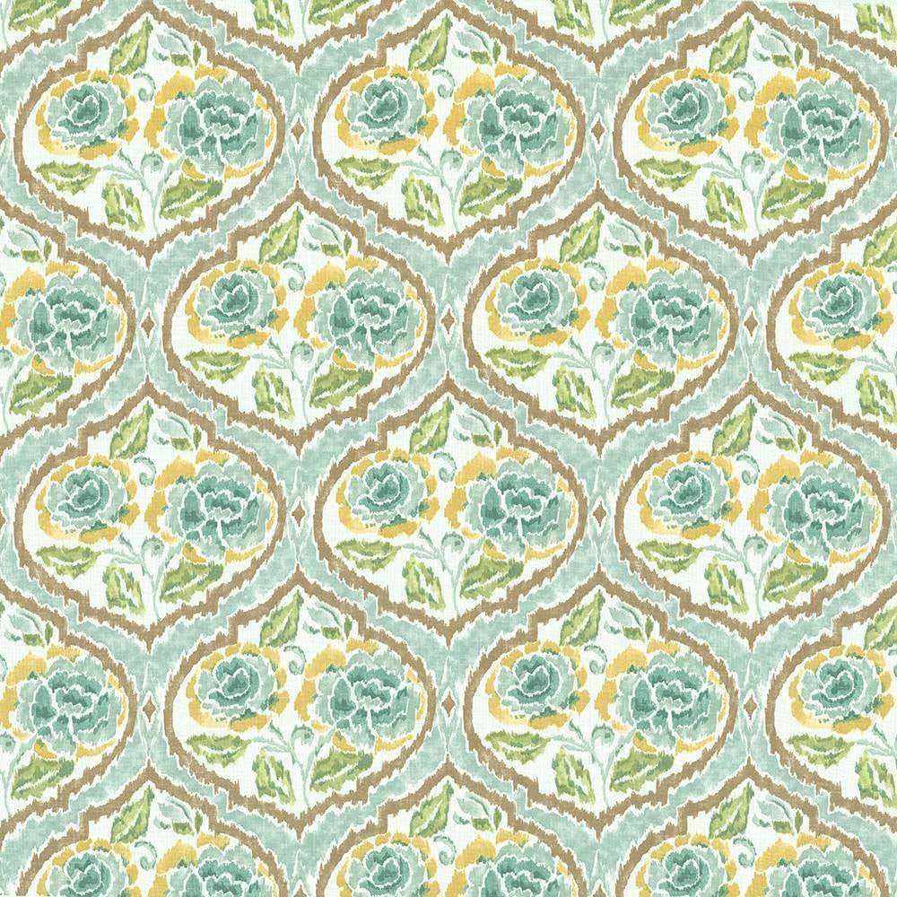 Sassy Floral Green Tea by Kasmir Fabric 1420 USA 30,000 Wyzenbeek Double Rubs H: 13 4/8 inches, V:18 inches 54 - 55 - Fabric Carolina - Kasmir