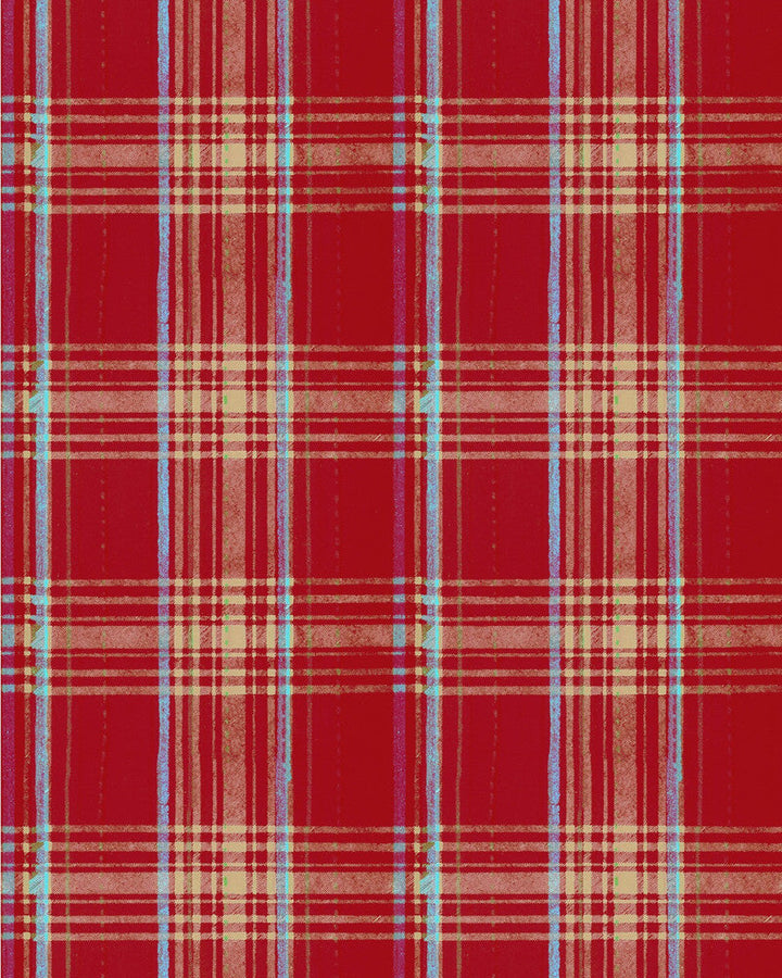 Seaport Plaid Red Wallpaper by Mind the Gap Designer Wallpaper SUNDANCE VILLA Satin Matte Made in Europe Paste the wall 1 roll x 20.5 x 10.9 yards - Swanky Fabrics -