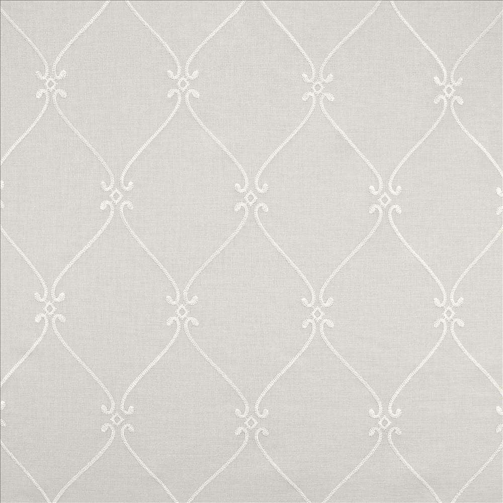 Searcy White by Kasmir Fabric 5108 100% Polyester
 TURKEY Not Tested </p><p>Repeat: Horizontal: 6 2/8 inches and Vertical: 10 inches 118 - Fabric Carolina -