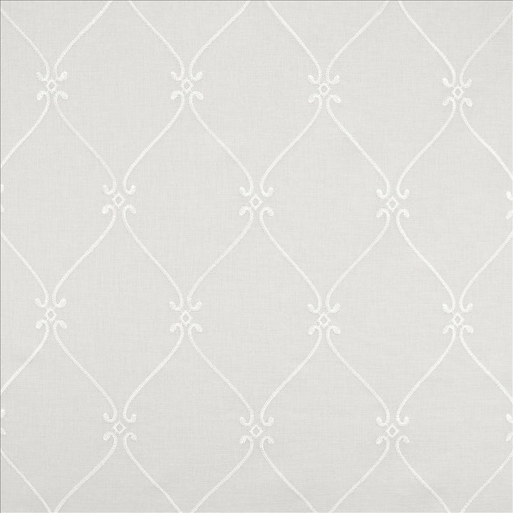 Searcy White by Kasmir Fabric 5108 100% Polyester
 TURKEY </p><p>Repeat: Horizontal: 6 2/8 inches and Vertical: 10 inches 118 - 127 - Fabric Carolina -