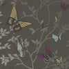 HARVARD DAMASK - Metallic on Brown by Thibaut Wallpaper