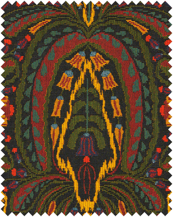 SERENADE Woven Fabric (FB00185) by Mind The Gap | FB00185 | TRANSYLVANIAN RHAPSODY | Black, Green, Yellow, Red | Meter | 150(±5%)x100 | (W)37.5 x (L)57cm / (W)14.7 x (L)22.4 in | mixed fabric | 27% Acrylic, 37% Cotton, Other Fibers | Fabric Carolina | https://www.fabriccarolina.com/