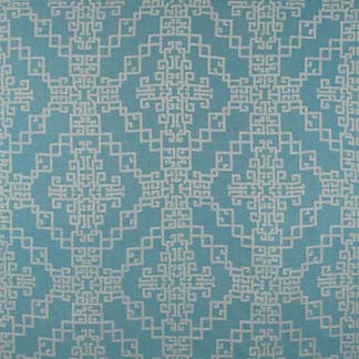 Set Up Aqua 6327811000 by Carole Fabric Exclusive Deja Blue 53% Solution Dyed Polyester, 47% Cotton USA H: 16 5/16"V, 15 1/2"H  54" Minimum (See sample for specifics) - Fabric Carolina - Carole Exclusive