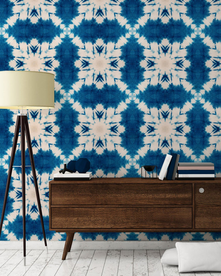 SHIBORI BUTTERFLY (WP20203) by Mind The Gap | WP20203 | PREMIUM DESIGNER WALLPAPER COLLECTION | 3 rolls x 20.5 x 118.1 in | 0.52m / 20.5in | 3m / 118in | 4.65mp | 52cm / 20.5in | Blue, White | Non-woven | Paste the wall | 3-rolls in a box | Fabric Carolina | https://www.fabriccarolina.com/