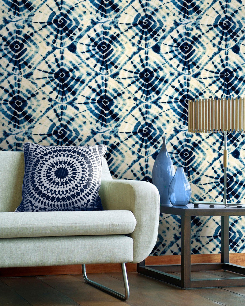 Shibori Swirls by Mind the Gap Designer Wallpaper PREMIUM DESIGNER WALLPAPER COLLECTION Non-woven Made in Europe Paste the wall 3 rolls x 20.5 x 3.25 yards - Swanky Fabrics -