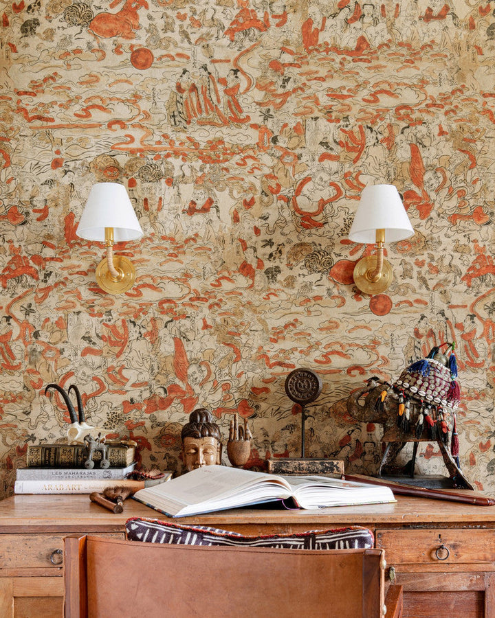 Spiritual Journey Wallpaper by Mind the Gap Designer Wallpaper THE WALLPAPER COMPENDIUM 2 Satin Matte Made in Europe Paste the wall 3 rolls x 20.5 x 3.25 yards - Swanky Fabrics -