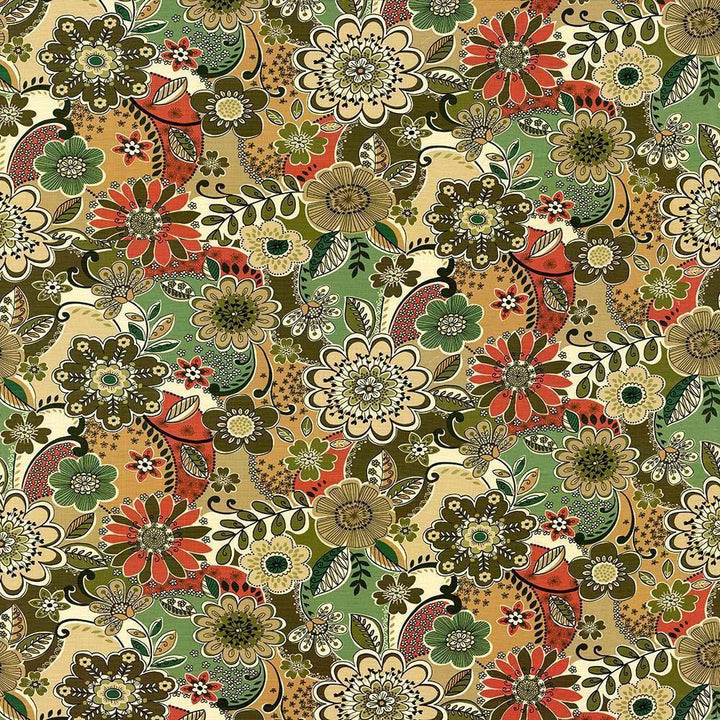 Spring Bouquet Cedar by Kasmir Fabric 1417 PAKISTAN 15,000 Wyzenbeek Double Rubs H: 54 inches, V:27 inches 54 - 55 - Fabric Carolina - Kasmir