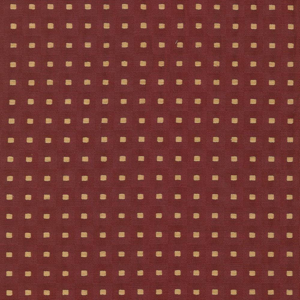 Square Pegs Ruby by Kasmir Fabric 5071 TAIWAN 30,000 Wyzenbeek Double Rubs H: 1 1/8 inches, V:1 1/8 inches 54 - 55 - Fabric Carolina - Kasmir