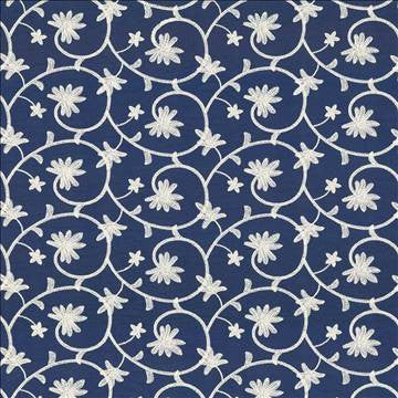 Srinagar Floral Cobalt by Kasmir Fabric 8004 100% Cotton USA 3,000 Wyzenbeek Double Rubs H: 15 inches, V: 6 2/8 inches 54 - Fabric Carolina - Kasmir