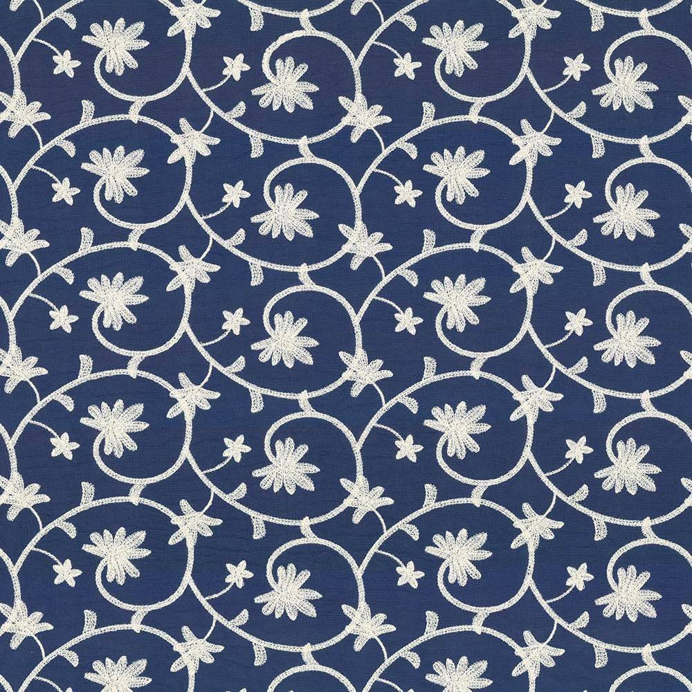 Srinagar Floral Cobalt by Kasmir Fabric 8004 USA 3,000 Wyzenbeek Double Rubs H: 15 inches, V:6 2/8 inches 54 - Fabric Carolina - Kasmir