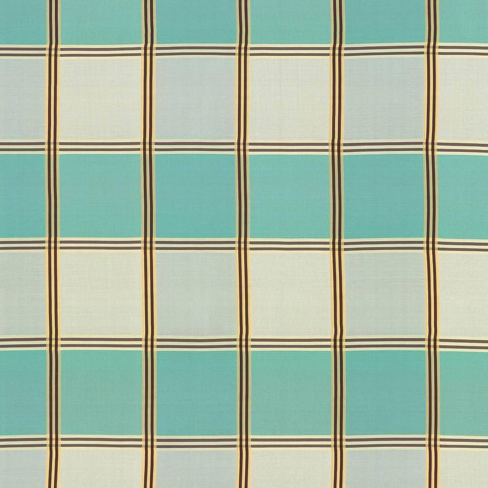St Martin Plaid Aquamarine by Kasmir Fabric 8003 INDIA 15,000 Wyzenbeek Double Rubs H: 12 6/8 inches, V:13 2/8 inches 54 - 55 - Fabric Carolina - Kasmir