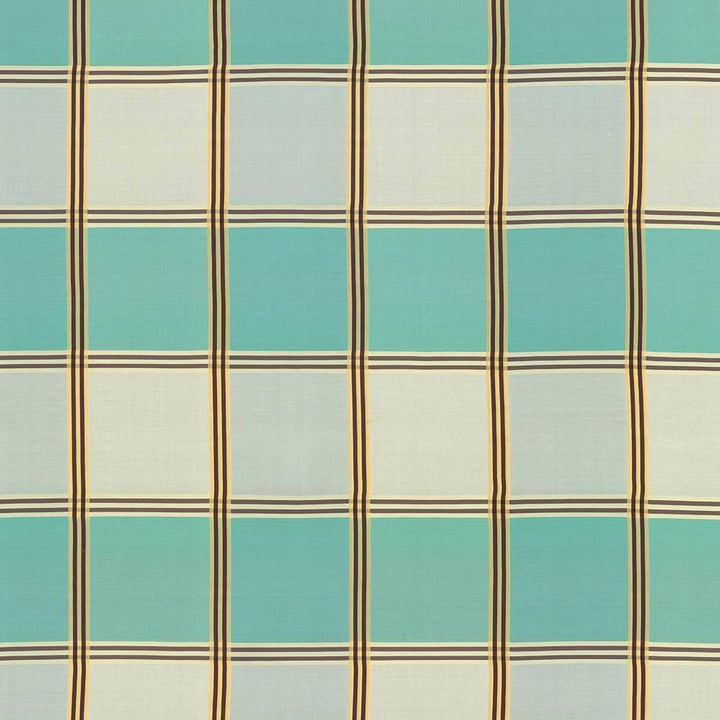 St Martin Plaid Aquamarine by Kasmir Fabric 8003 INDIA 15,000 Wyzenbeek Double Rubs H: 12 6/8 inches, V:13 2/8 inches 54 - 55 - Fabric Carolina - Kasmir