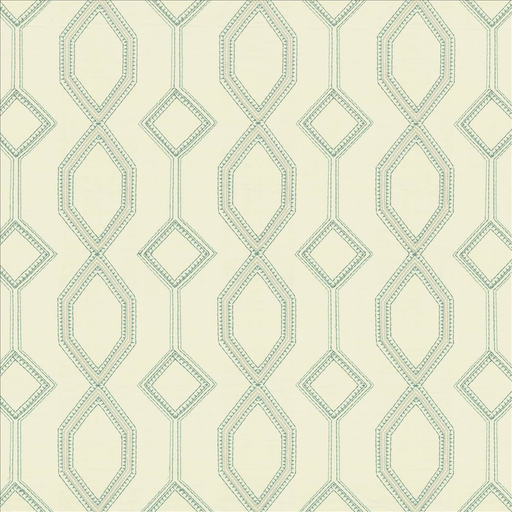 Station Aqua by Kasmir Fabric 5156 100% Cotton
 INDIA 30,000 Martindale Cycles </p><p>Repeat: Horizontal: 8 4/8 inches and Vertical: 7 4/8 inches 51 - Fabric Carolina -