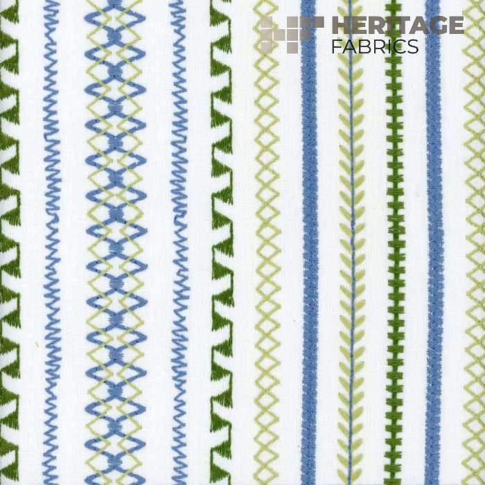 Stella Stripe Kelly Blue by Heritage Fabric - 50% Polyester 50% Cotton India 9,000 Horizontal: 9" and Vertical: N/A 54" - Fabric Carolina -