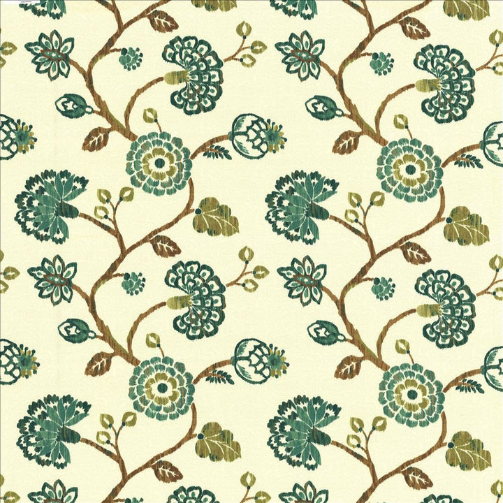 Stoneleigh Peacock by Kasmir Fabric 1436 100% Cotton USA 12,000 Wyzenbeek Double Rubs Horizontal: 27 inches and Vertical: 25 2/8 inches 54 - Fabric Carolina -