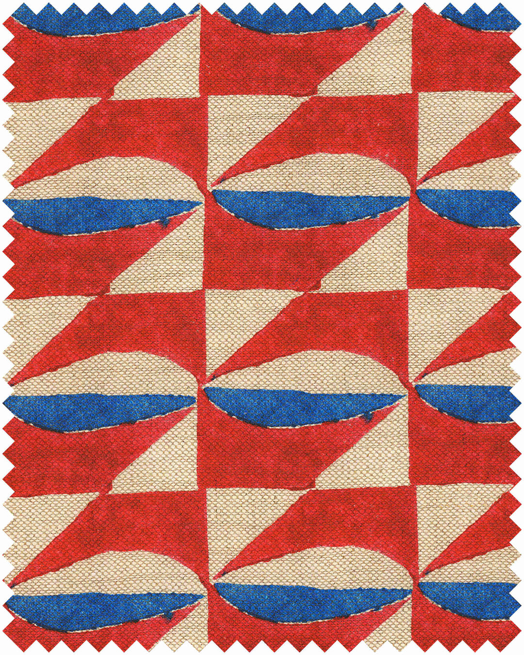 STOVE TILE Linen (FB00182) by Mind The Gap | FB00182 | TRANSYLVANIAN RHAPSODY | Taupe, Blue, Red | Meter | 140(±5%)x100 | (W)22.5 x (L)22cm / (W)8.8 x (L)8.6 in | Stonewashed | 100% Linen | Fabric Carolina | https://www.fabriccarolina.com/
