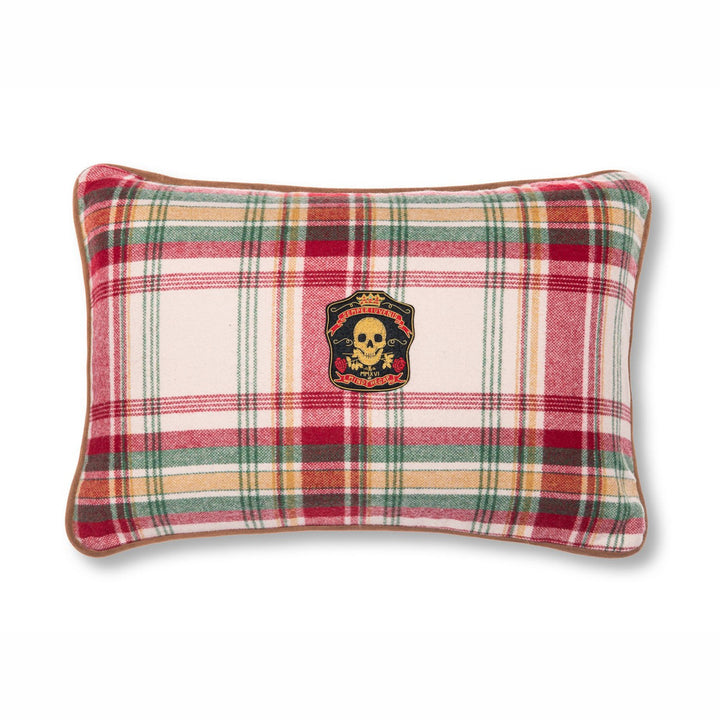 SULLIVAN PLAID Wool Cushion (LC40151) by Mind The Gap | LC40151 | WOODSTOCK '69 LIFESTYLE COLLECTION | 23,6 x 15,8 in | Green, Red, Taupe, Yellow | Fabric Carolina | https://www.fabriccarolina.com/