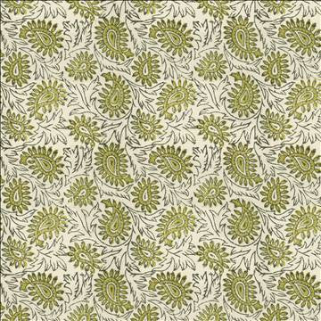 Swansea Leaf Olive by Kasmir Fabric 5124 52% Linen 48% Cotton INDIA Not Tested H: 6 4/8 inches, V: 6 4/8 inches 53 - Fabric Carolina - Kasmir