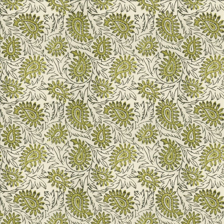 Swansea Leaf Olive by Kasmir Fabric 5124 52% Linen 48% Cotton INDIA Not Tested Horizontal: 6 4/8 inches and Vertical: 6 4/8 inches 53 - Fabric Carolina -