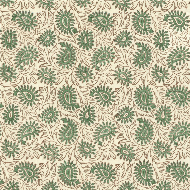 Swansea Leaf Spa by Kasmir Fabric 5124 52% Linen 48% Cotton INDIA Not Tested Horizontal: 6 4/8 inches and Vertical: 6 4/8 inches 53 - Fabric Carolina -