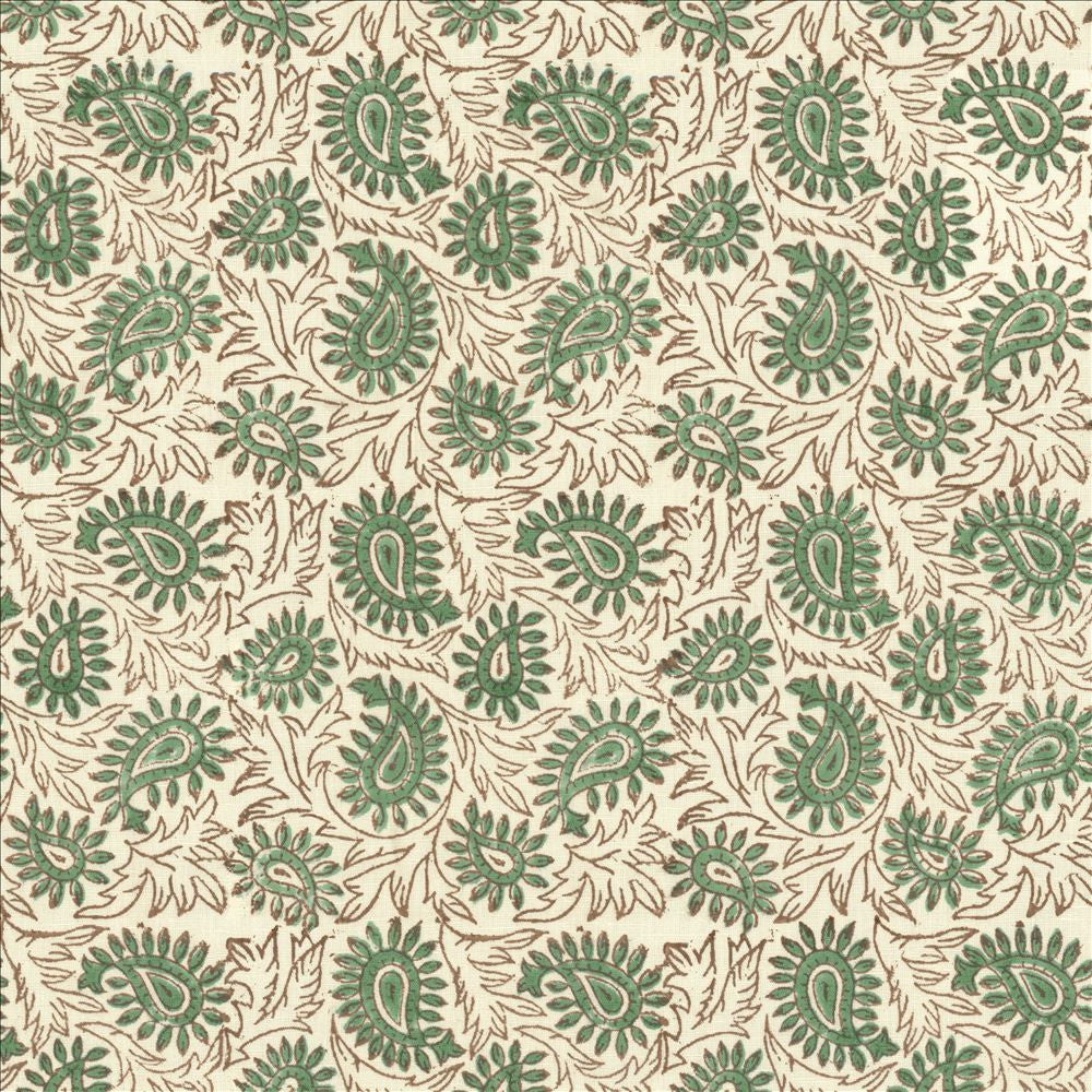 Swansea Leaf Spa by Kasmir Fabric 5124 52% Linen
48% Cotton
 INDIA </p><p>Repeat: Horizontal: 6 4/8 inches and Vertical: 6 4/8 inches 53 - Fabric Carolina -