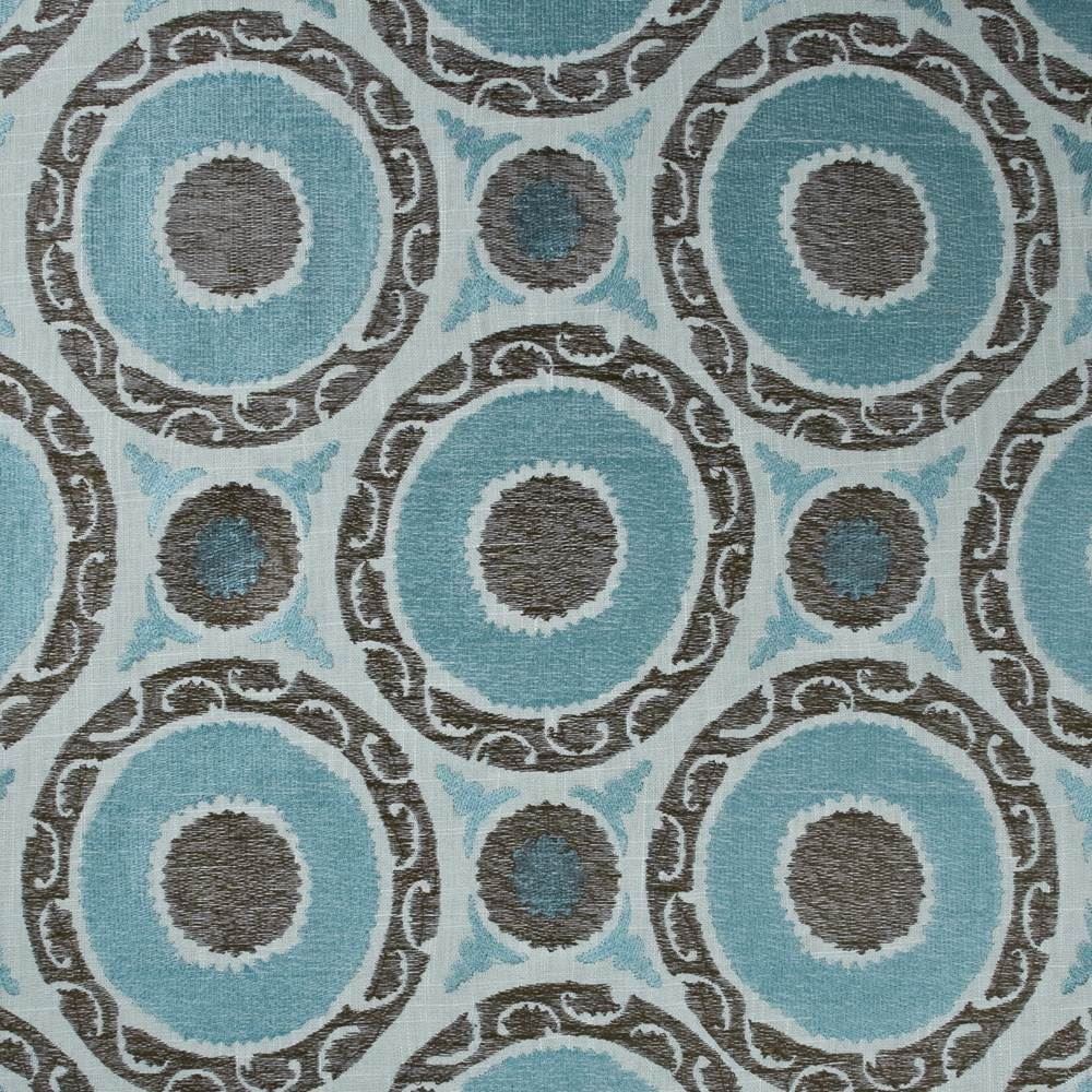Szechuan Linen Turquoise by Kasmir Fabric 1406 65% Rayon
35% Linen
 CHINA </p><p>Repeat: Horizontal: 11 4/8 inches and Vertical: 11 4/8 inches 54 - Fabric Carolina -