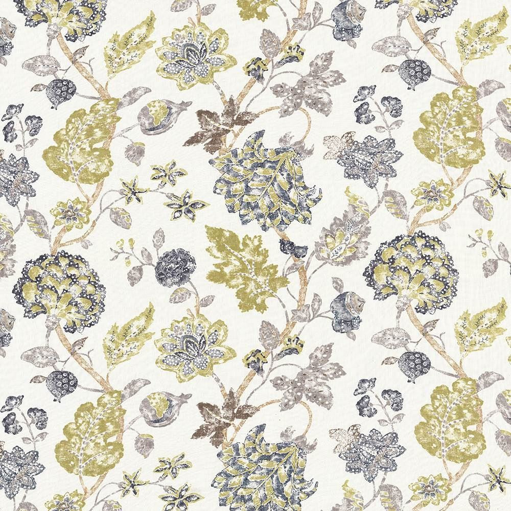 Tahitian Garden Indigo by Kasmir Fabric 1419 100% Linen
 CHINA 15,000 Wyzenbeek Double Rubs Horizontal: 27 inches and Vertical: 25 2/8 inches 54 - Fabric Carolina -