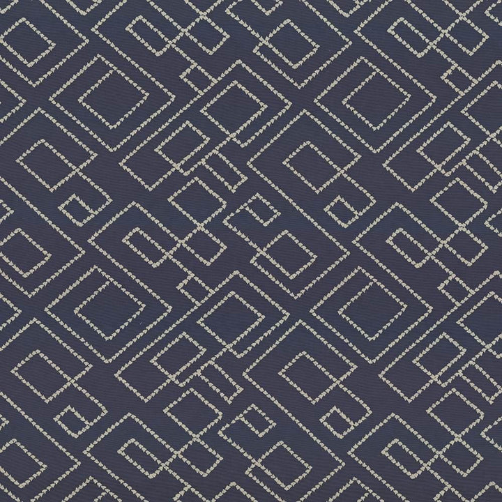 Tallmadge Fret Indigo by Kasmir Fabric 1441 100% Cotton Embroidery 100% Cotton INDIA Not Tested Horizontal: 17 inches and Vertical: 15 6/8 inches 52 - Fabric Carolina -