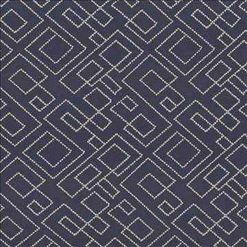 Tallmadge Fret Indigo by Kasmir Fabric 1441 100% Cotton Embroidery Contents 100% Cotton INDIA Not Tested H: 17 inches, V: 15 6/8 inches 52 - Fabric Carolina - Kasmir