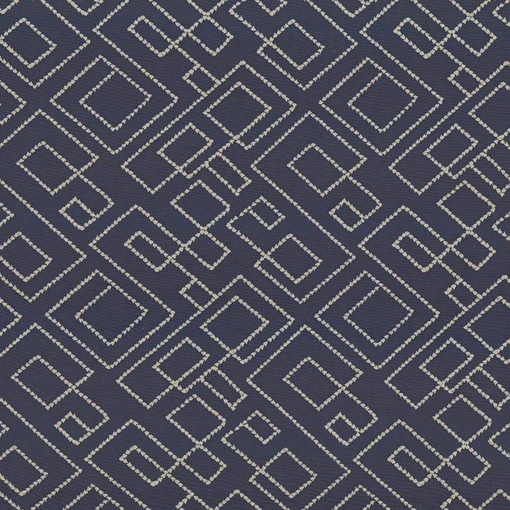 Tallmadge Fret Indigo by Kasmir Fabric 1441 INDIA Not Tested H: 17 inches, V:15 6/8 inches 54 - Fabric Carolina - Kasmir