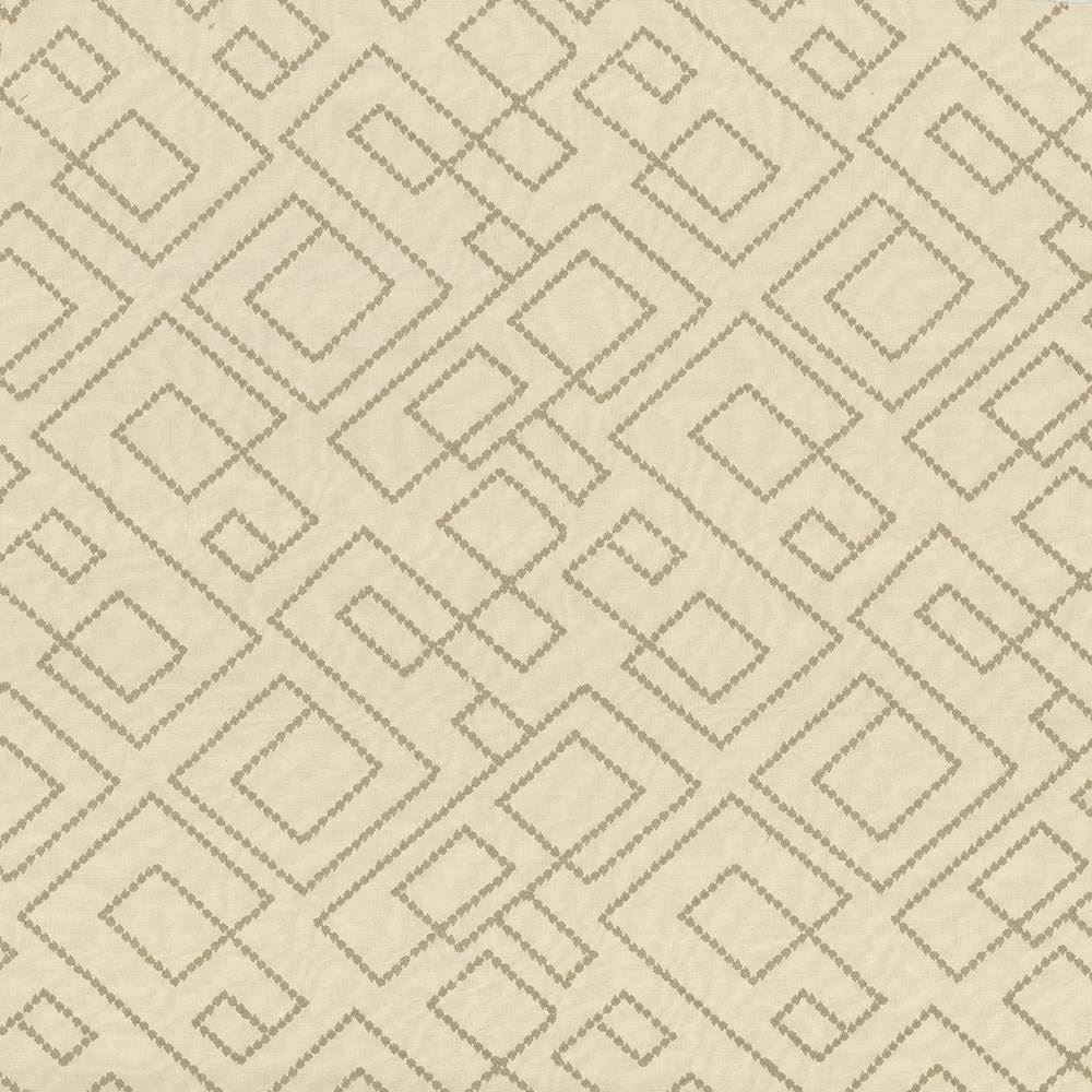 Tallmadge Fret Parchment by Kasmir Fabric 1433 100% Cotton Embroidery 100% Cotton INDIA Not Tested Horizontal: 17 inches and Vertical: 15 6/8 inches 52 - Fabric Carolina -