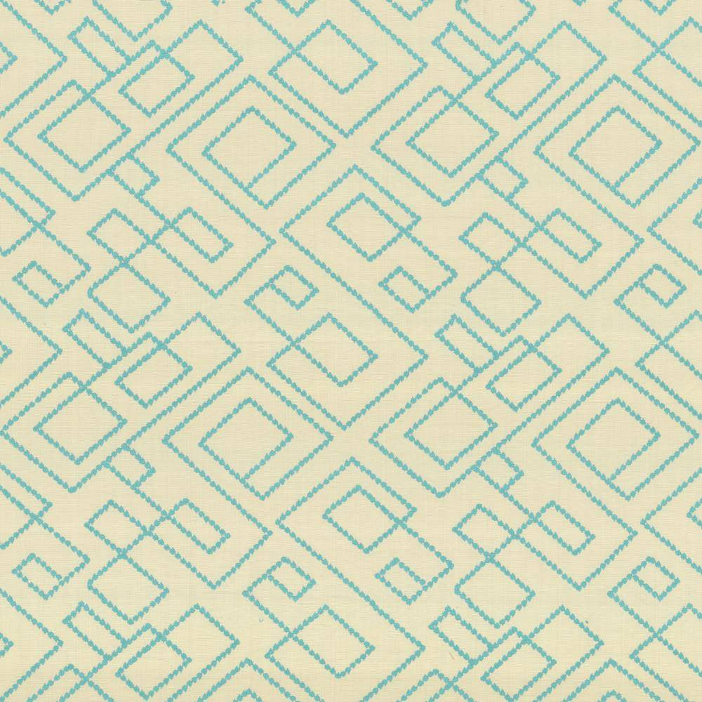 Tallmadge Fret Turquoise by Kasmir Fabric 1442 100% Cotton
Embroidery
100% Cotton
 INDIA </p><p>Repeat: Horizontal: 17 inches and Vertical: 15 6/8 inches 52 - Fabric Carolina -