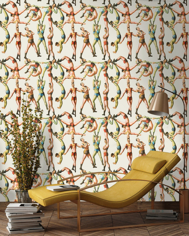 The Acrobats Wallpaper by Mind the Gap Designer Wallpaper WALLPAPER DESIGNER COLLECTION Non-woven Made in Europe Paste the wall 3 rolls x 20.5 x 3.25 yards - Swanky Fabrics -