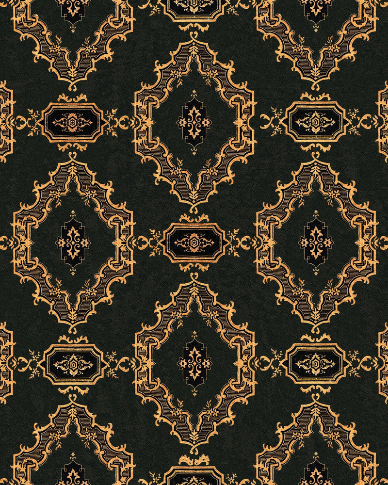 THE BAR TAPESTRY Dark Wallpaper (WP30179) by Mind The Gap | WP30179 | ORIENT EXPRESS | 1 roll x 20.5 x 393.7 in | 0.52m / 20.5in | 10m / 393.7in | 5.20mp | 52cm / 20.5in | Anthracite, Gold | Non-woven | Paste the wall | 1-roll in a box | Fabric Carolina | https://www.fabriccarolina.com/