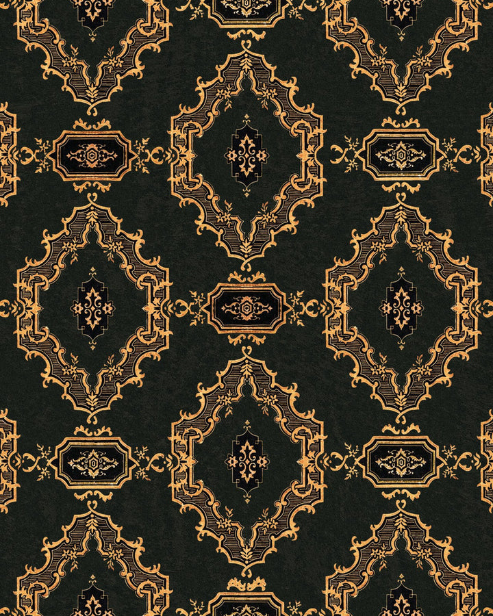 THE BAR TAPESTRY Dark Wallpaper (WP30179) by Mind The Gap | WP30179 | ORIENT EXPRESS | 1 roll x 20.5 x 393.7 in | 0.52m / 20.5in | 10m / 393.7in | 5.20mp | 52cm / 20.5in | Anthracite, Gold | Non-woven | Paste the wall | 1-roll in a box | Fabric Carolina | https://www.fabriccarolina.com/