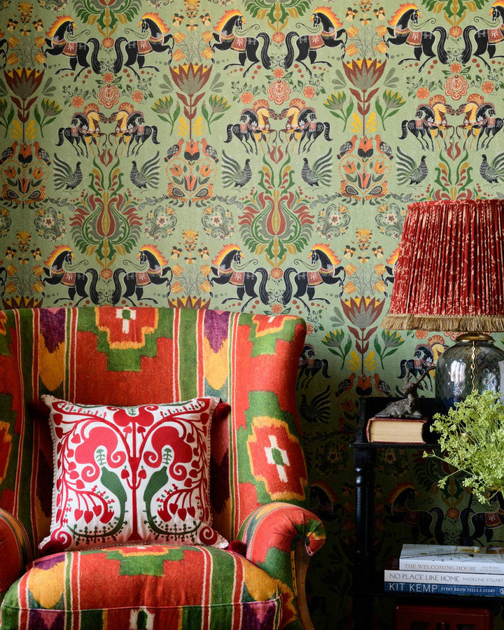 The Folk Parade Wallpaper by Mind the Gap Designer Wallpaper TRANSYLVANIAN ROOTS Textured Matte Made in Europe Paste the wall 3 rolls x 20.5 x 3.25 yards - Swanky Fabrics -