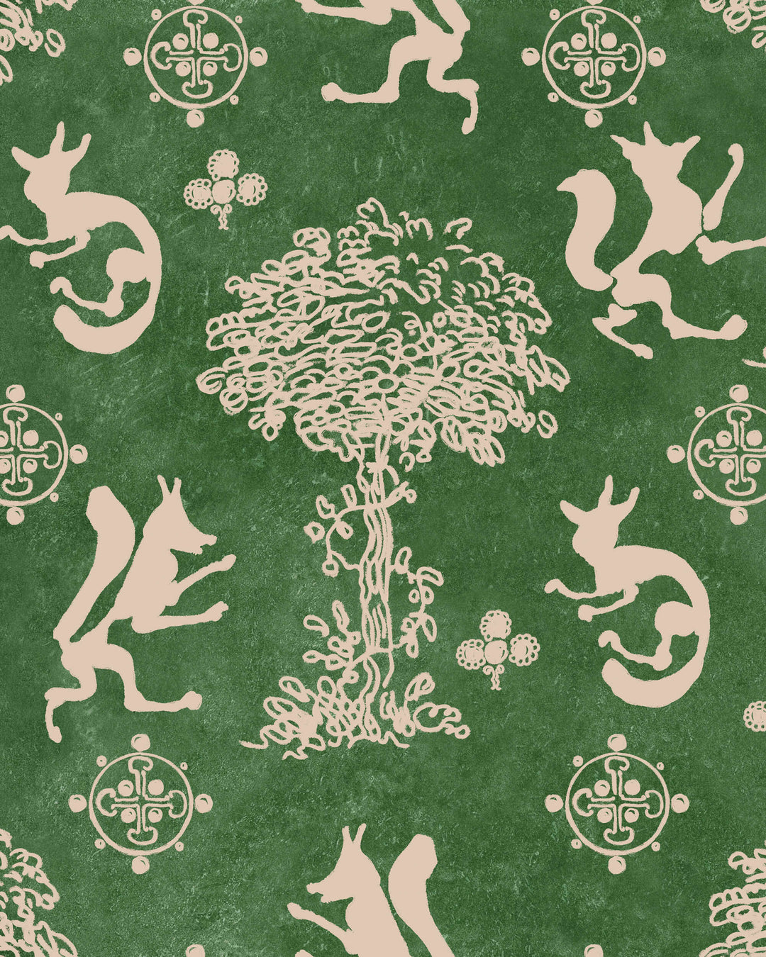 THE SILLY FOX Emerald Wallpaper (WP30264) by Mind The Gap | WP30264 | TRANSYLVANIAN RHAPSODY | 1 roll x 52 x 1000 cm / 20.5 x 393.7in | 0.52m / 20.5in | 10m / 393.7in | 5.20sqm / 55.9sq ft | L50cm / L19.6in | Taupe, Green | Non-woven Satin | Paste the wall | 1 roll in a box | Fabric Carolina | https://www.fabriccarolina.com/