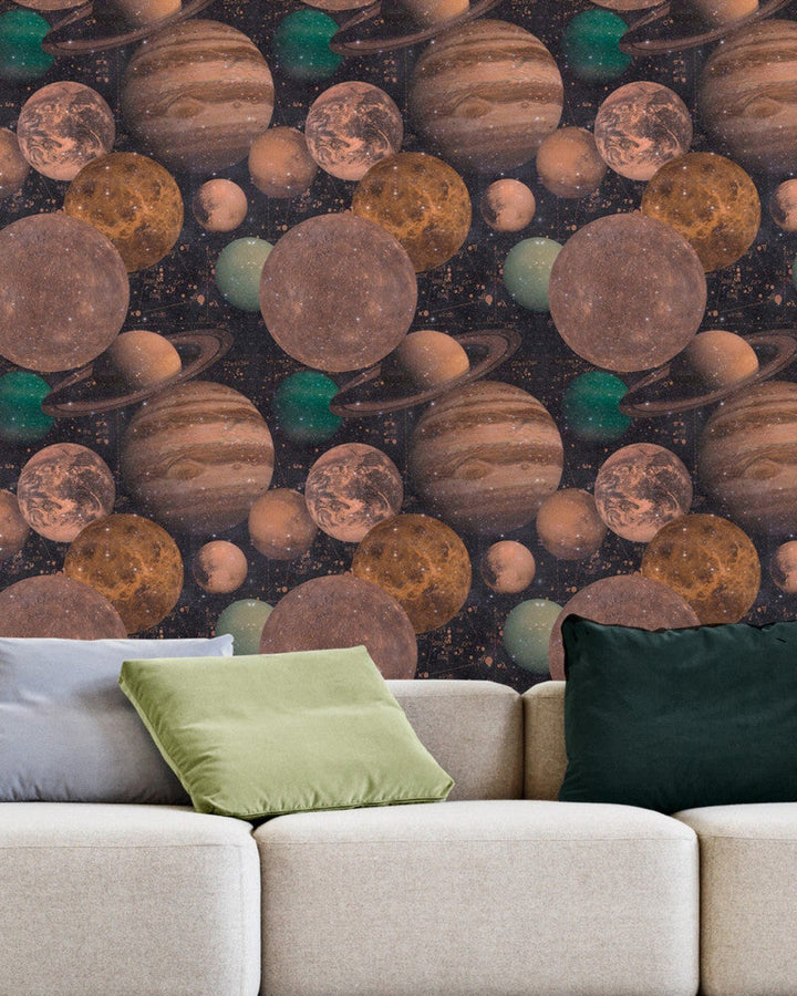 The Universe Premium Wallpaper by Mind the Gap Designer Wallpaper WALLPAPER DESIGNER COLLECTION Non-woven Made in Europe Paste the wall 3 rolls x 20.5 x 3.25 yards - Swanky Fabrics -